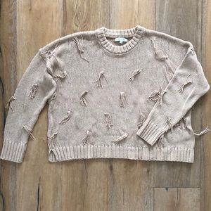 Like New Madewell Blush Boxy Fringe Sweater Sz M